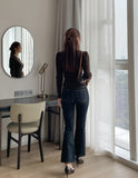Lennon bootcut raw denim banding pants