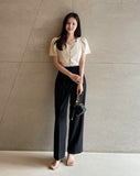 Terry Linen Puff Short Sleeve Blouse