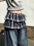 Bungee Check Tiered Layered Wrap Skirt