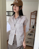 Lupo Linen Roll-Up Pocket Checkered Short Sleeve Shirt