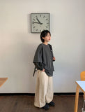 Pohind Adjust Pintuck Cotton Wide Pants