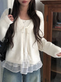 Kwan Frill Sleeveless Ribbon Cardigan Set