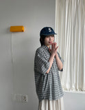 [unisex] Zindi Check Over Short Sleeve Shirt