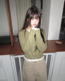 Fan-on Pendant Round Knit Crop Cardigan