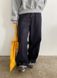 Muki Line Cut Raw Denim Wide Pants