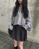 Litu Black Blue Pleats Skirt