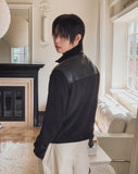 Caden Leather Color Matching Fingerhole Zip-up