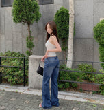 Slim Low-Rise Lightweight Semi Long Bootcut Denim Pants