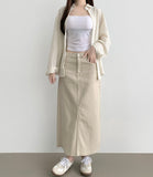 Seersucker Loose-fit Pendant Point Stripe Long Sleeve Shirt