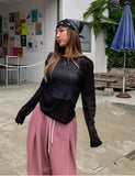 Eto Summer See-through Shoulder Slit Knit
