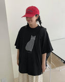 [unisex] Myari Cat Printing Over Short Sleeve Tee