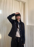 Hopan Non-Fade Pocket Raw Denim Jacket