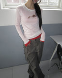 Hizel Donkey See-through Tencel Long Sleeve T-shirt