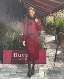 Royel color matching tweed H-line skirt