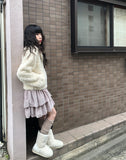Lanne Shearling Collar Short Fur Jacket