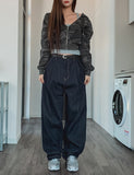 Comp Raw Pintuck Wide Denim Pants