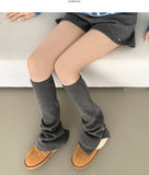 Rib Knit Slit Long Leg Warmer