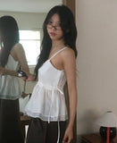 Abing Lace Ribbon Strap Tulip Heart Sleeveless