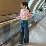 Tokyo Lettering High Neck Color Matching Pink Crop Jersey