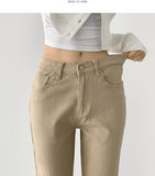 Fall Span Banding Semi Bootcut Cotton Pants