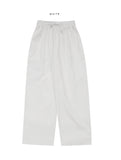 Linen wide banding pants