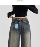 Hem Snap Four-Season Banding Long Wide Denim Pants