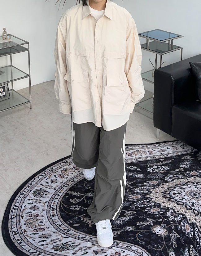 【SATIIIZ】Rehole Track Nylon Pants Rehol track nylon pants - satiiiz