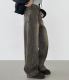 Winter Side Cut Fleece Brushed Wide Fit Denim Pants