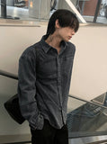 Washed denim shirt jacket