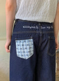 Hilet Ribbon Roll-up Denim Wide Pants