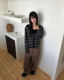 Jui Striped V-Neck Long-Sleeve Knit Cardigan
