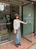 Coran washed denim long skirt