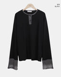 Mion Stripe Color Matching Point Long Sleeve T-shirt