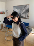Henbo color matching half-zip crop sweatshirt