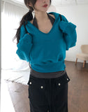 POEN Slit Button Halter Layered Hoodie