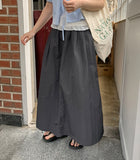 Menbi Pin Tuck Banding Nylon Carpender Long Skirt