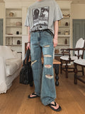 Break Damage Flare Denim Pants