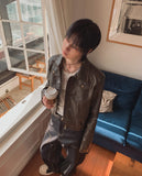 Snug Vintage Cropped Leather Jacket
