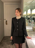Newriel No Collar Wool Tweed Half Jacket