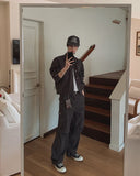 Merrick Herringbone Cargo Wide Pants