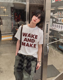 Make lettering print short sleeve t-shirt