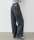 Bonding Brushed Wide Fit Banding Denim Pants
