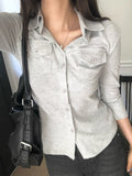 Kar Open Collar Pocket Three Quarter T-shirt