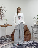 Bello Crack Lettering Wide Pants