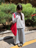 Sayu Stripe Button Hood Long Sleeves