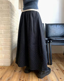 Rie Dot Flare Banding Long Skirt