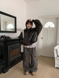 Naoko Glossy Leather Bomber Jumper