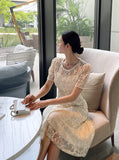 Bouquet embroidery lace one piece
