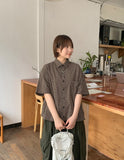[Unisex] Belgou Crop Check Short Sleeve Shirt