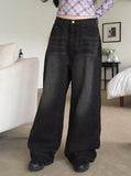[MADE] Volkin Back Point Vizo Washing Long Wide Dark Denim Pants